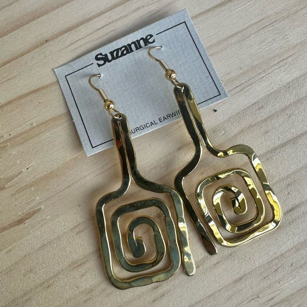 Suzanne by Boma Hammered Brass Spiral Earrings – Made in Thailand